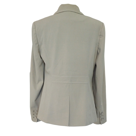 Cabi 832 Dynamo Gray Mist One-Button Blazer Contrast Stitching Career Preppy - Picture 2 of 9